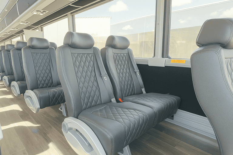 interior of Raleigh Coach Bus Service charter bus